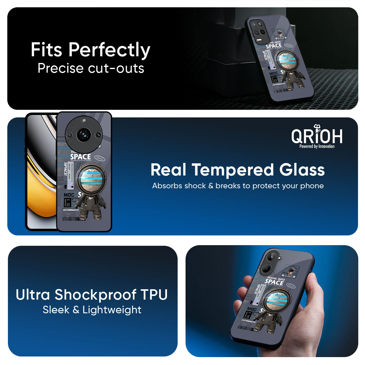 Space Travel Glass Case for Realme C65 5G