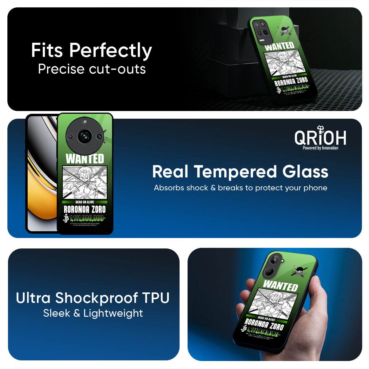 Zoro Wanted Glass Case for Realme Narzo 70x 5G