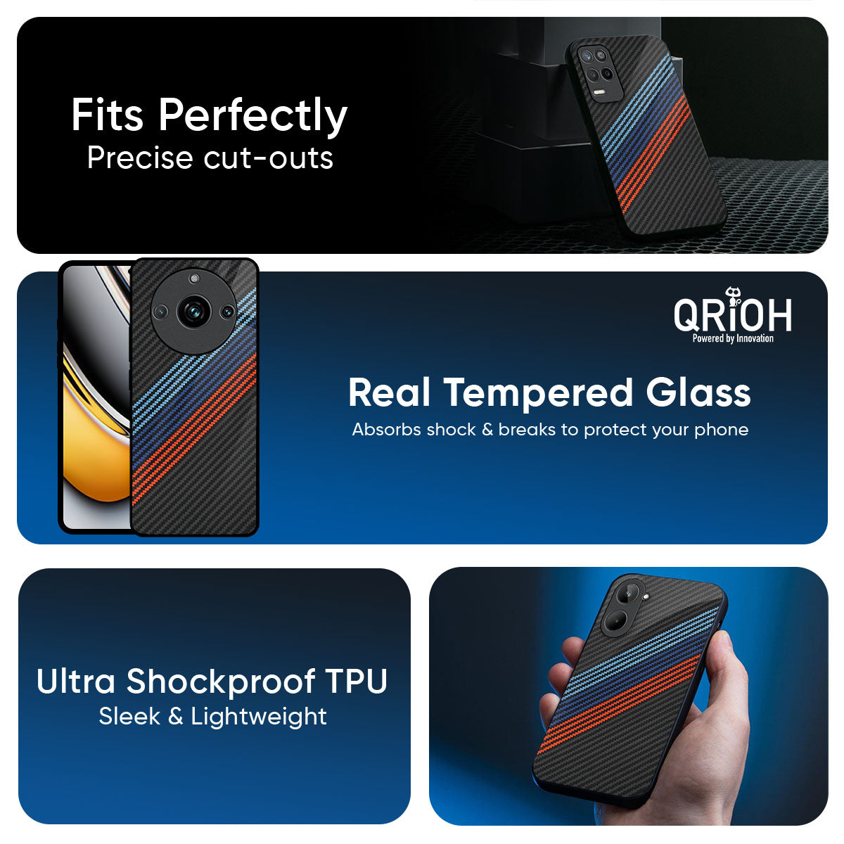 Carbon Inspired Glass Case for Realme 15 Pro 5G