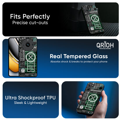 Green Camo Circuit Glass Case for Realme Narzo N65 5G