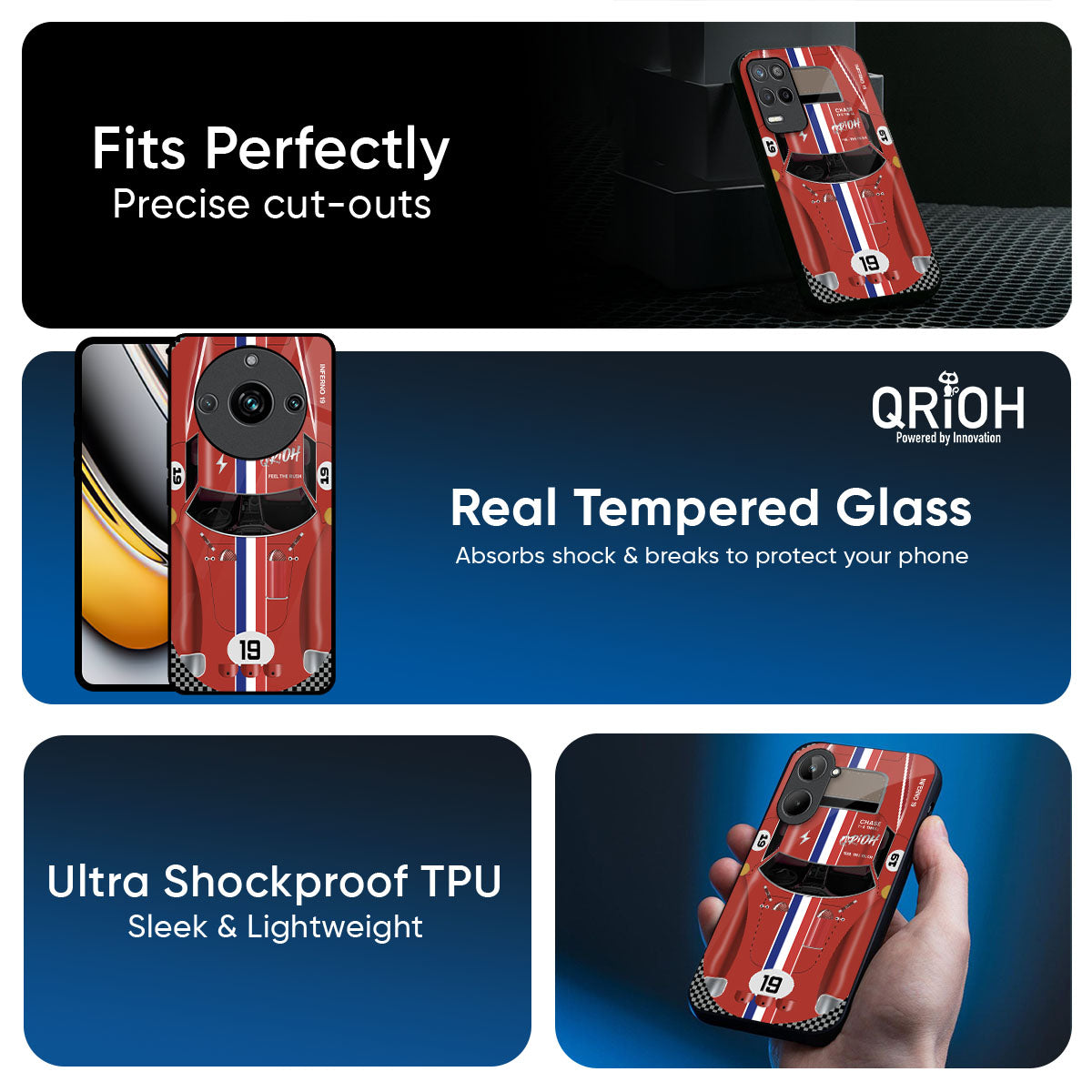 Racing Vintage Glass Case for Realme 14 Pro 5G