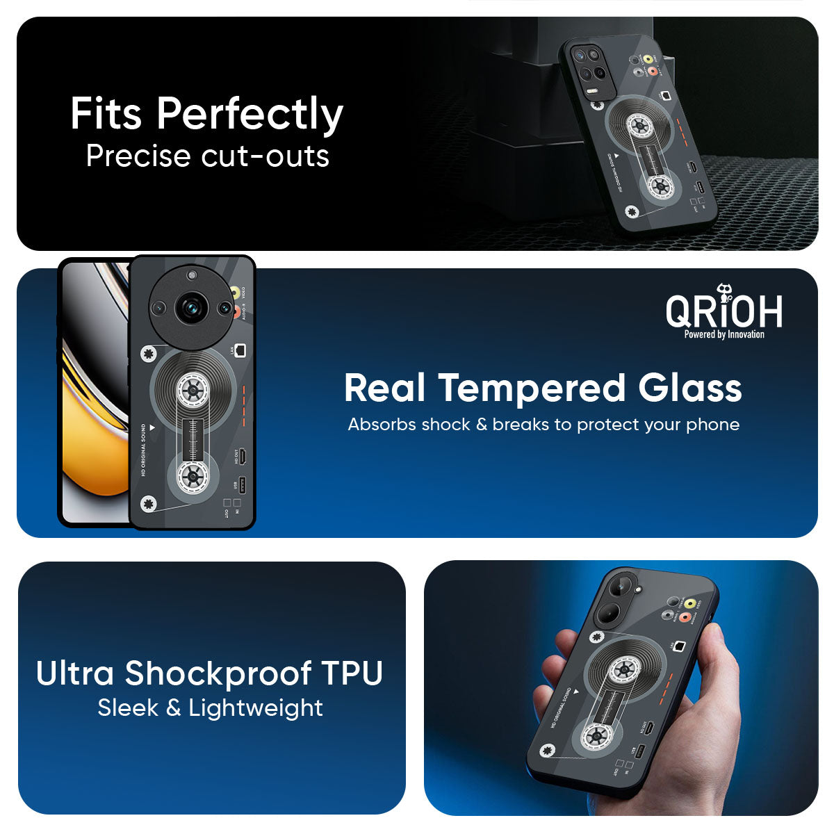 Retro Recorder Glass Case for Realme 14 Pro 5G