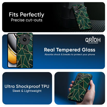 Abstract Green Glass Case For Realme 12X 5G