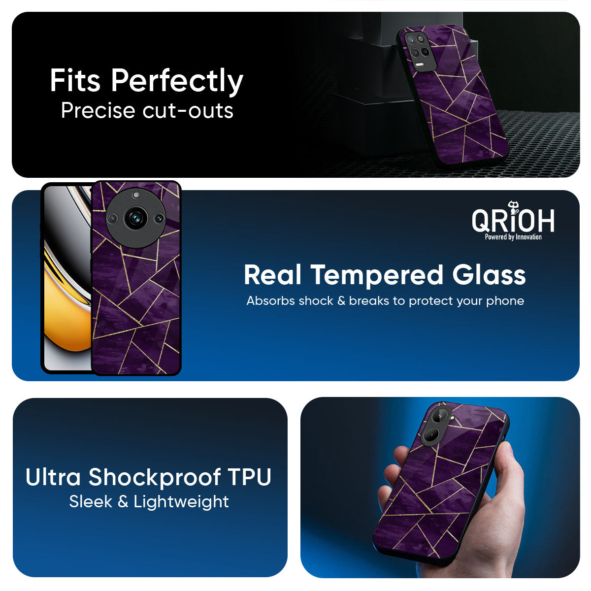Geometric Purple Glass Case For Realme 16 Pro Plus 5G