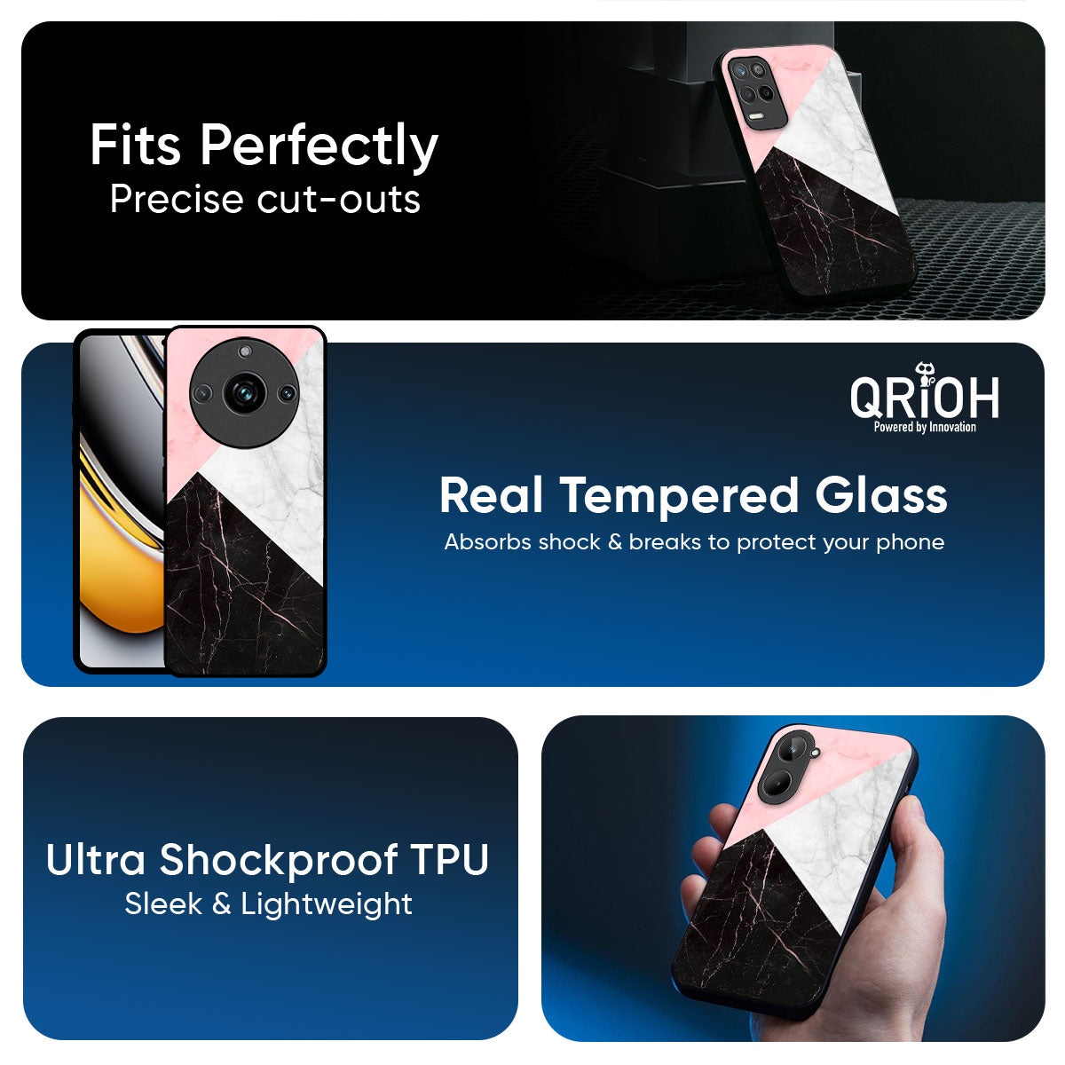 Marble Collage Art Glass Case For Realme P3 5G