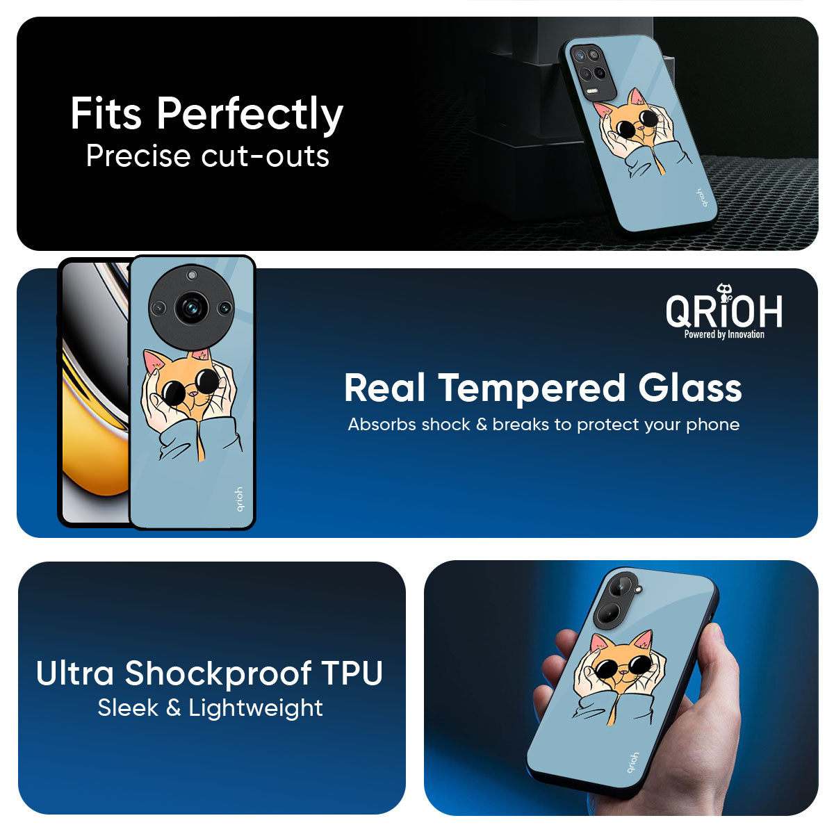 Adorable Cute Kitty Glass Case For Realme C65 5G