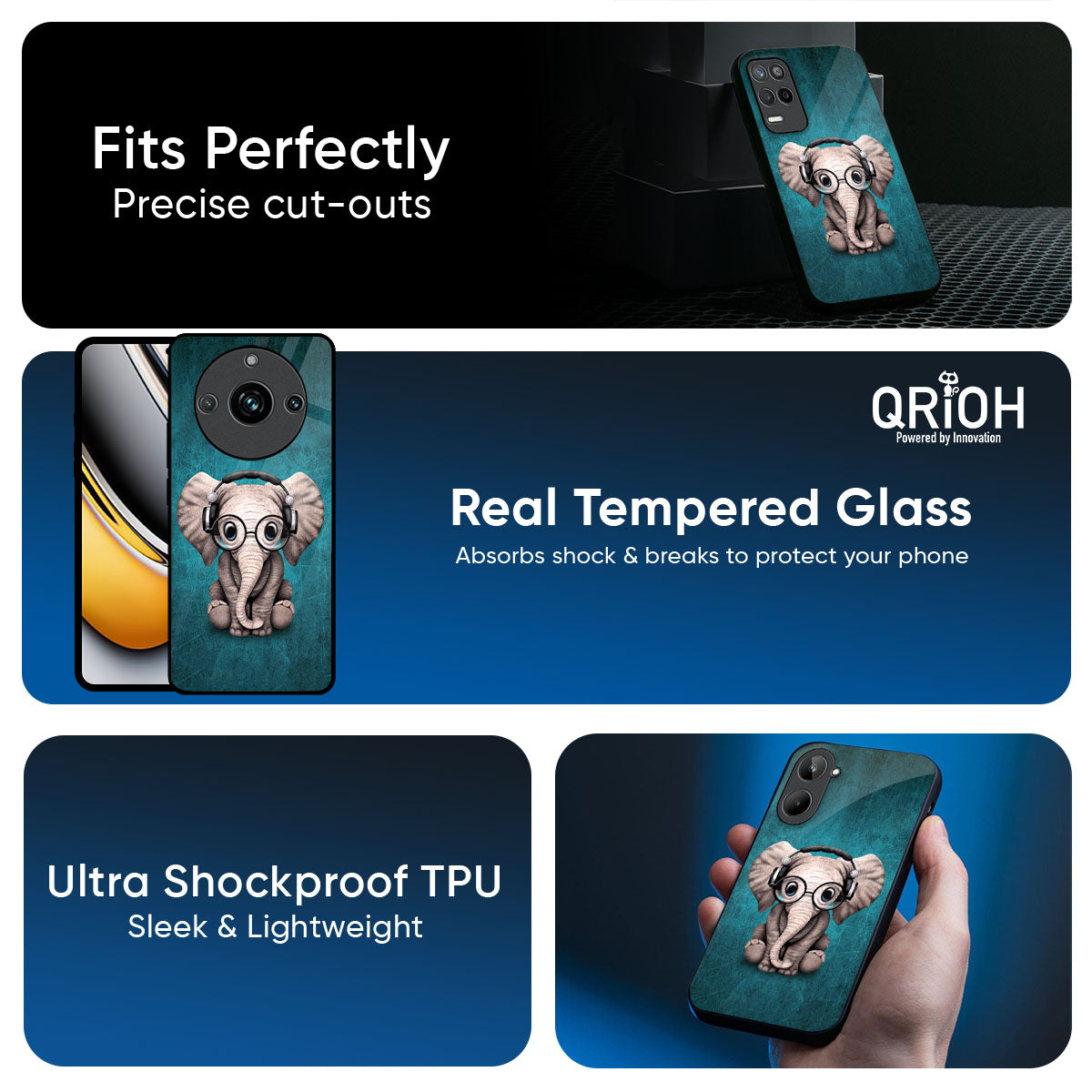 Adorable Baby Elephant Glass Case For Realme P4 Power 5G