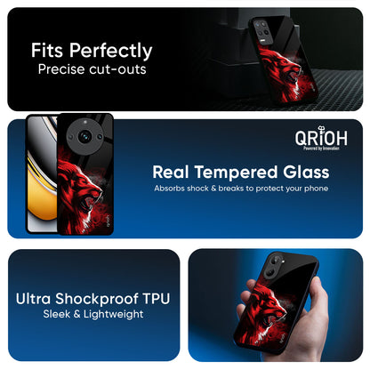 Red Angry Lion Glass Case for Realme 14 Pro 5G