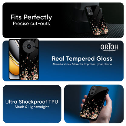 Floating Floral Print Glass Case for Realme Narzo 70x 5G