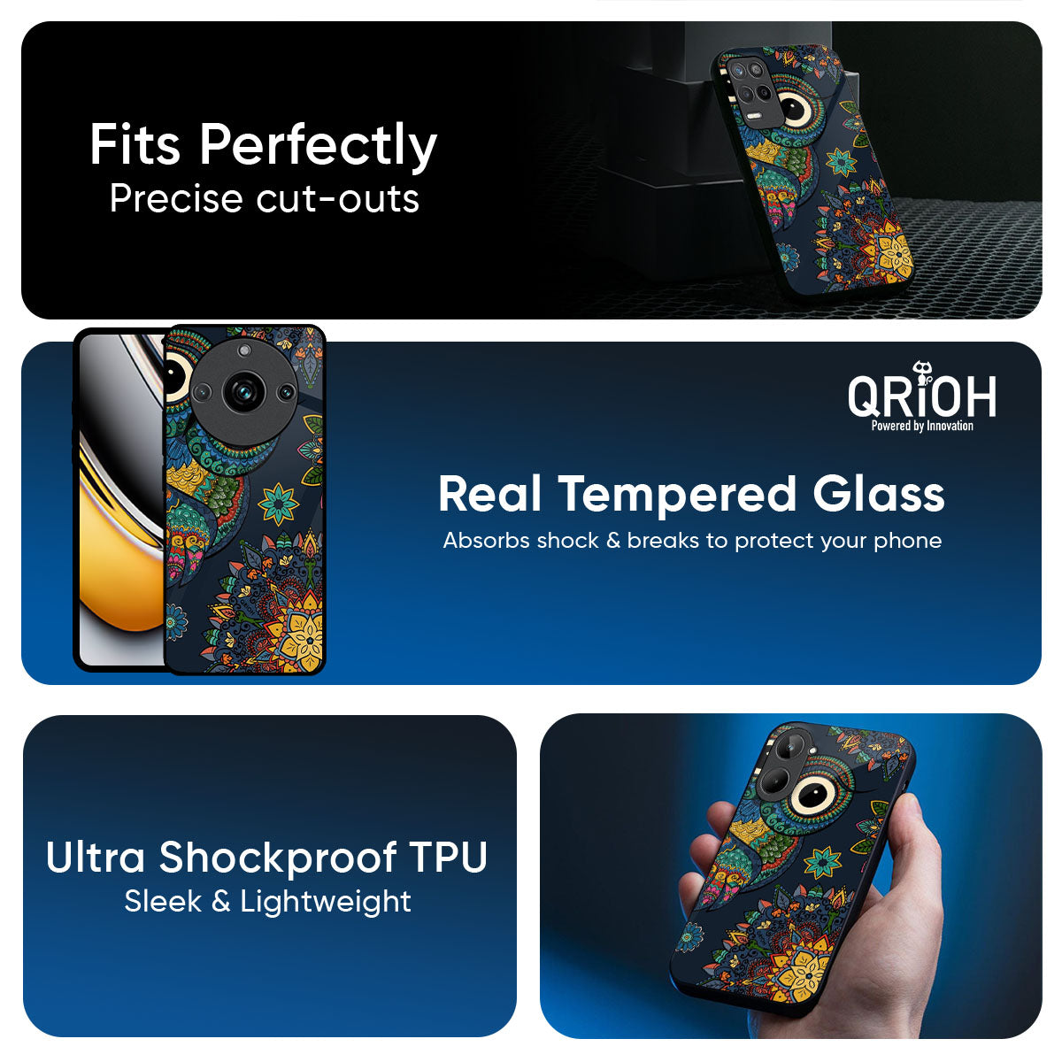 Owl Art Glass Case for Realme 14 5G