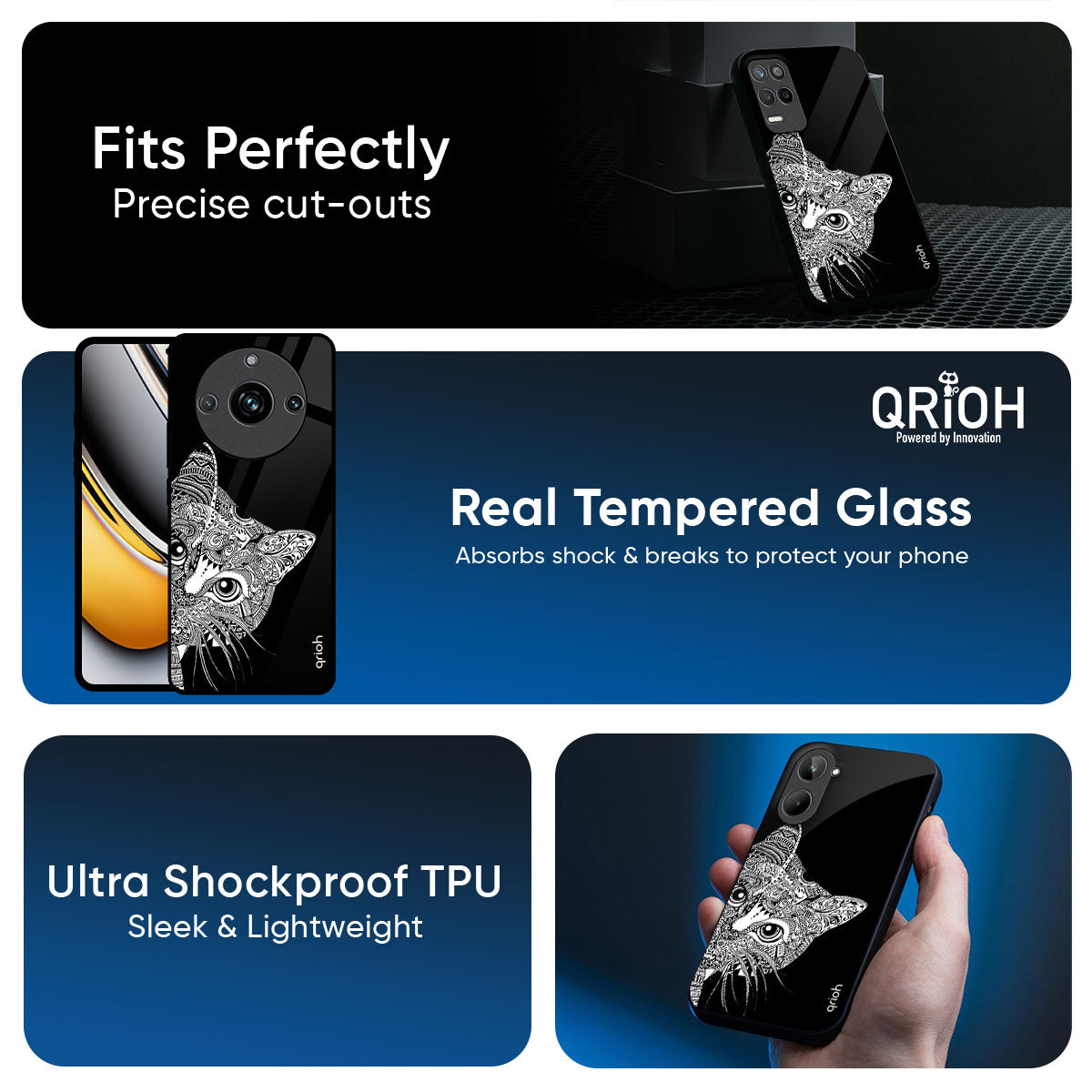 Kitten Mandala Glass Case for Realme 14 Pro 5G