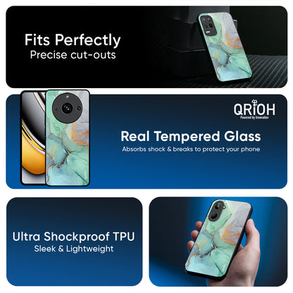 Green Marble Glass Case for Realme 15 Pro 5G
