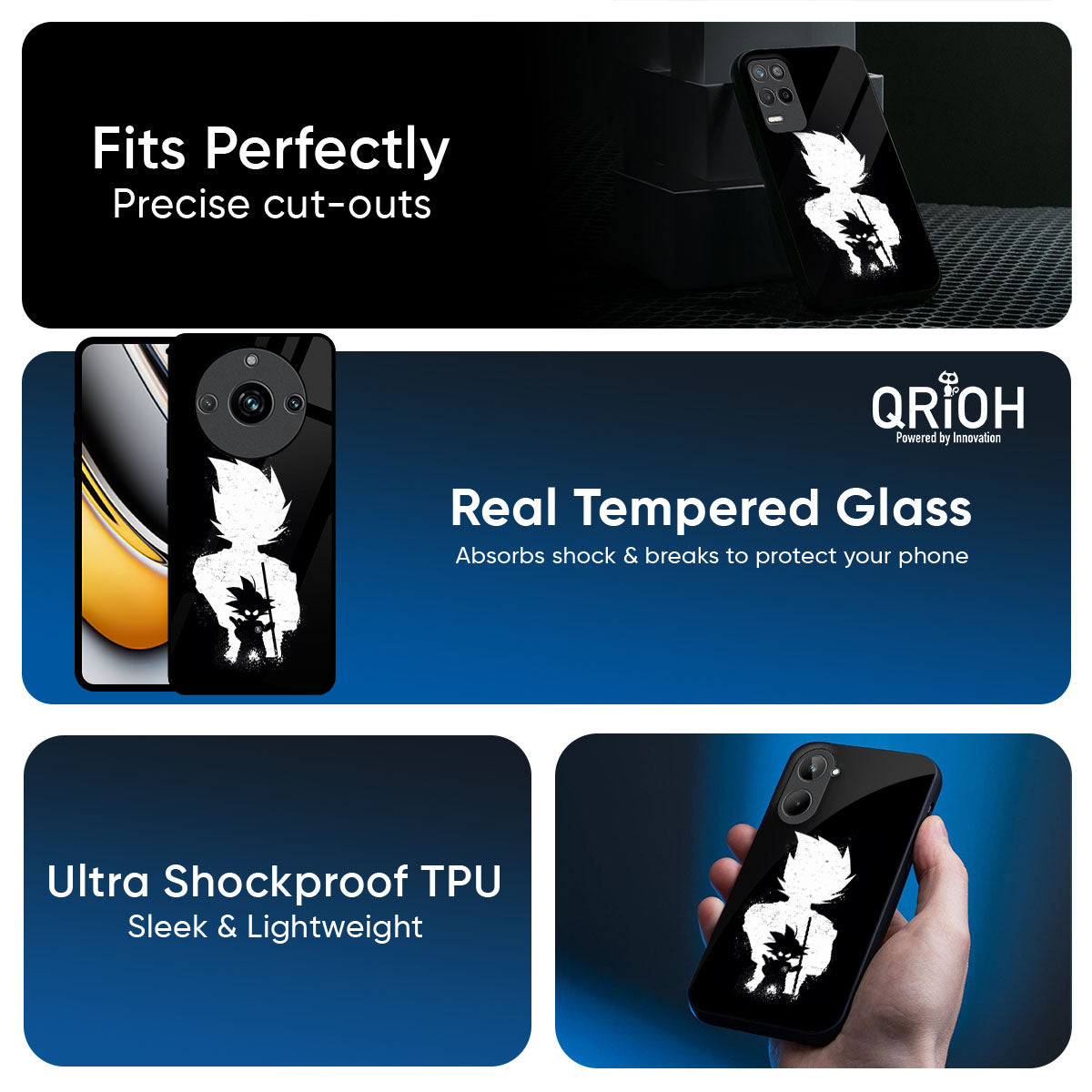 Monochrome Goku Glass Case for Realme C85 5G