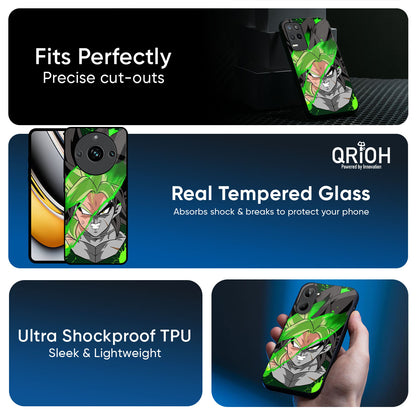 Anime Green Splash Glass Case for Realme 14 Pro 5G
