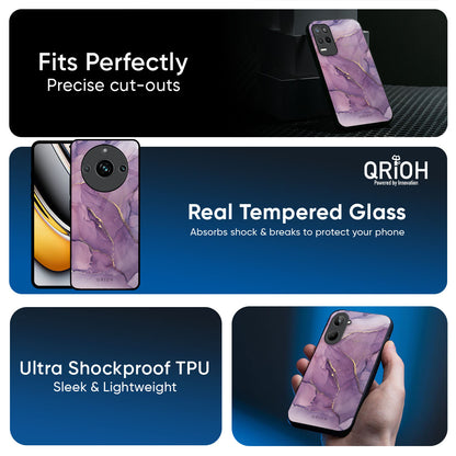 Purple Gold Marble Glass Case for Realme 15 Pro 5G