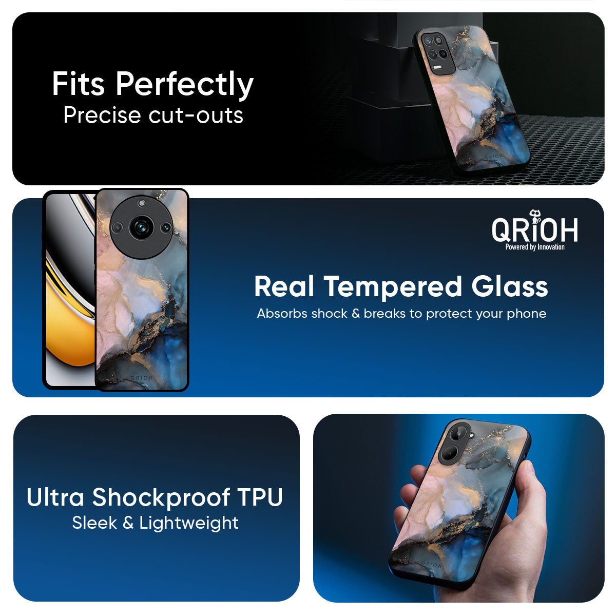 Marble Ink Abstract Glass Case for Realme 14 Pro Plus 5G