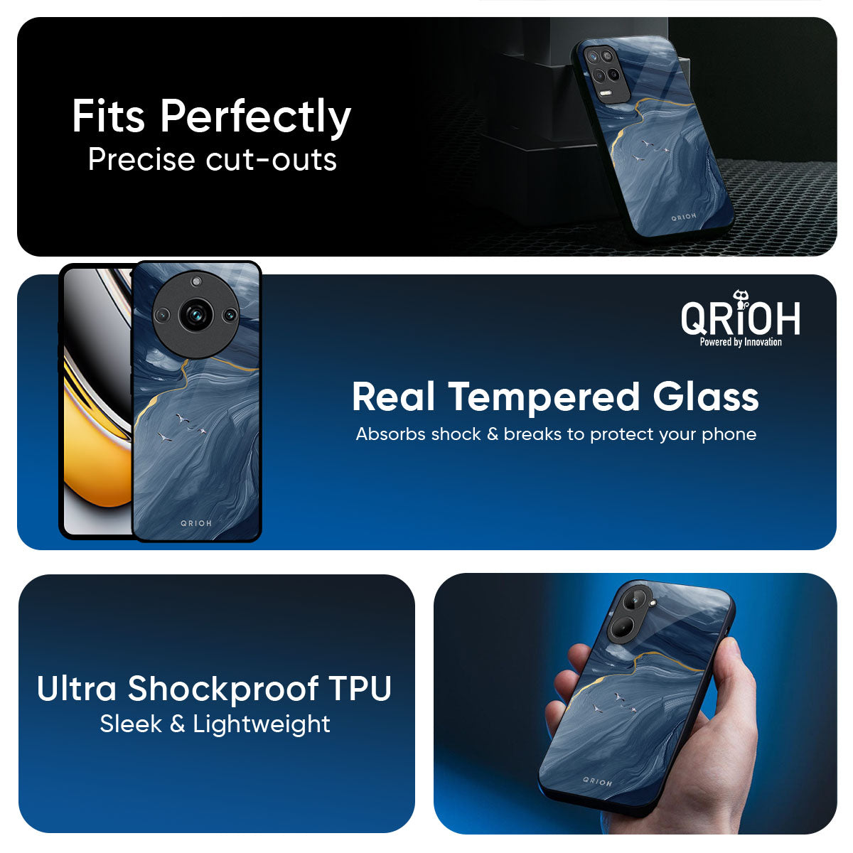 Deep Ocean Marble Glass Case for Realme 14 Pro 5G