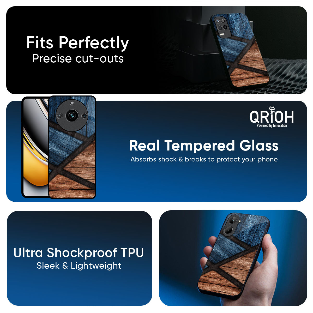 Wooden Tiles Glass Case for Realme 14 Pro 5G