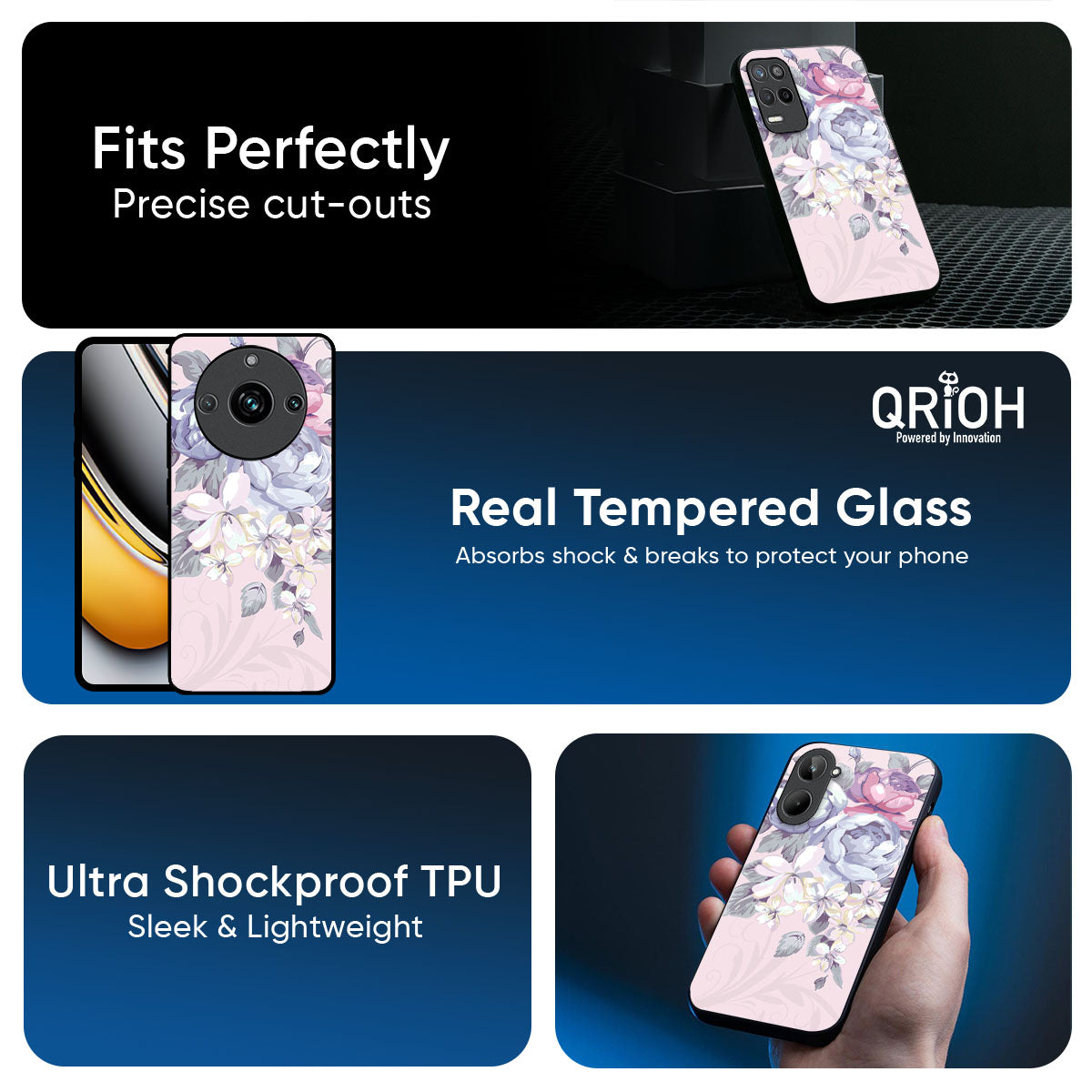 Elegant Floral Glass Case for Realme 16 Pro Plus 5G