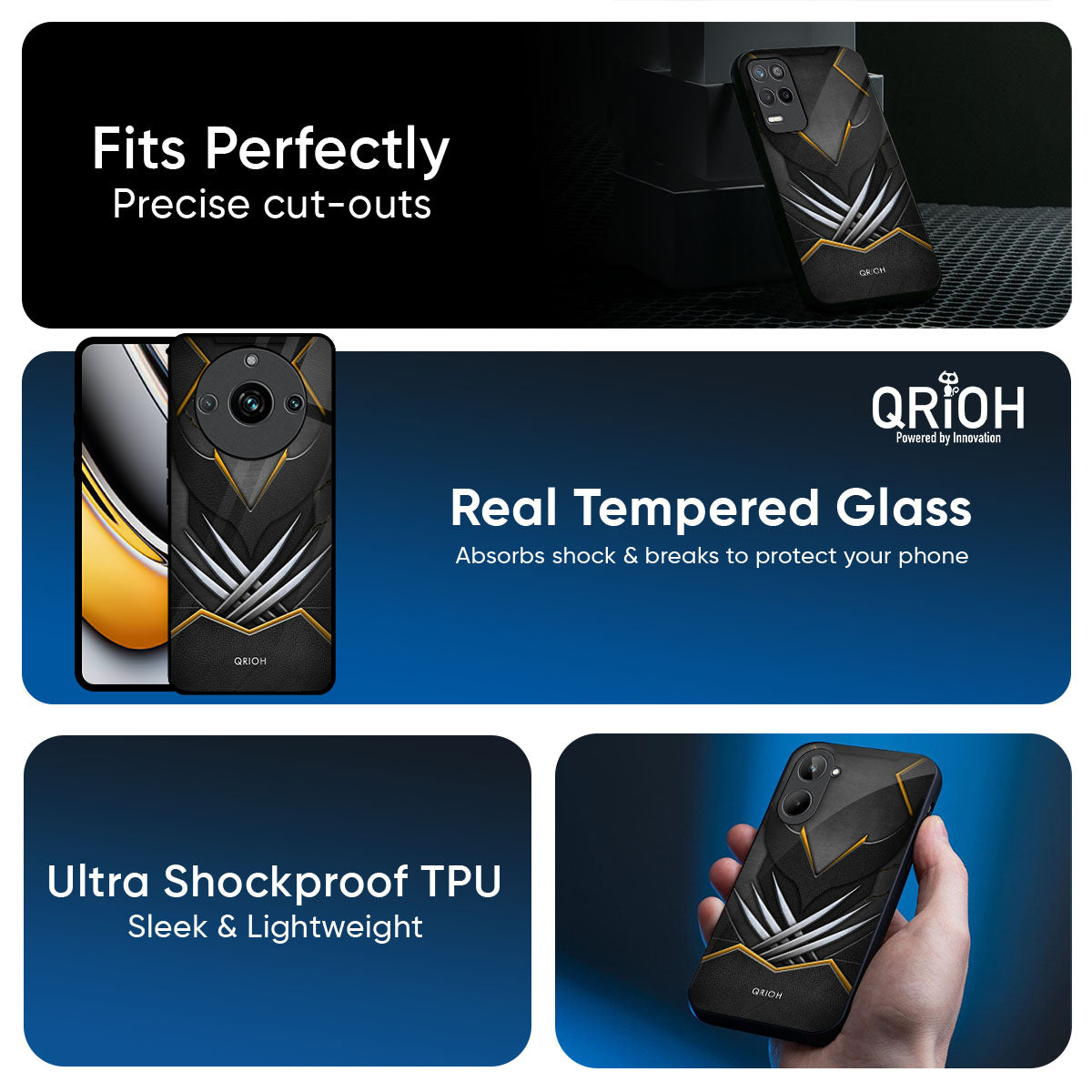 Black Warrior Glass Case for Realme 14 5G