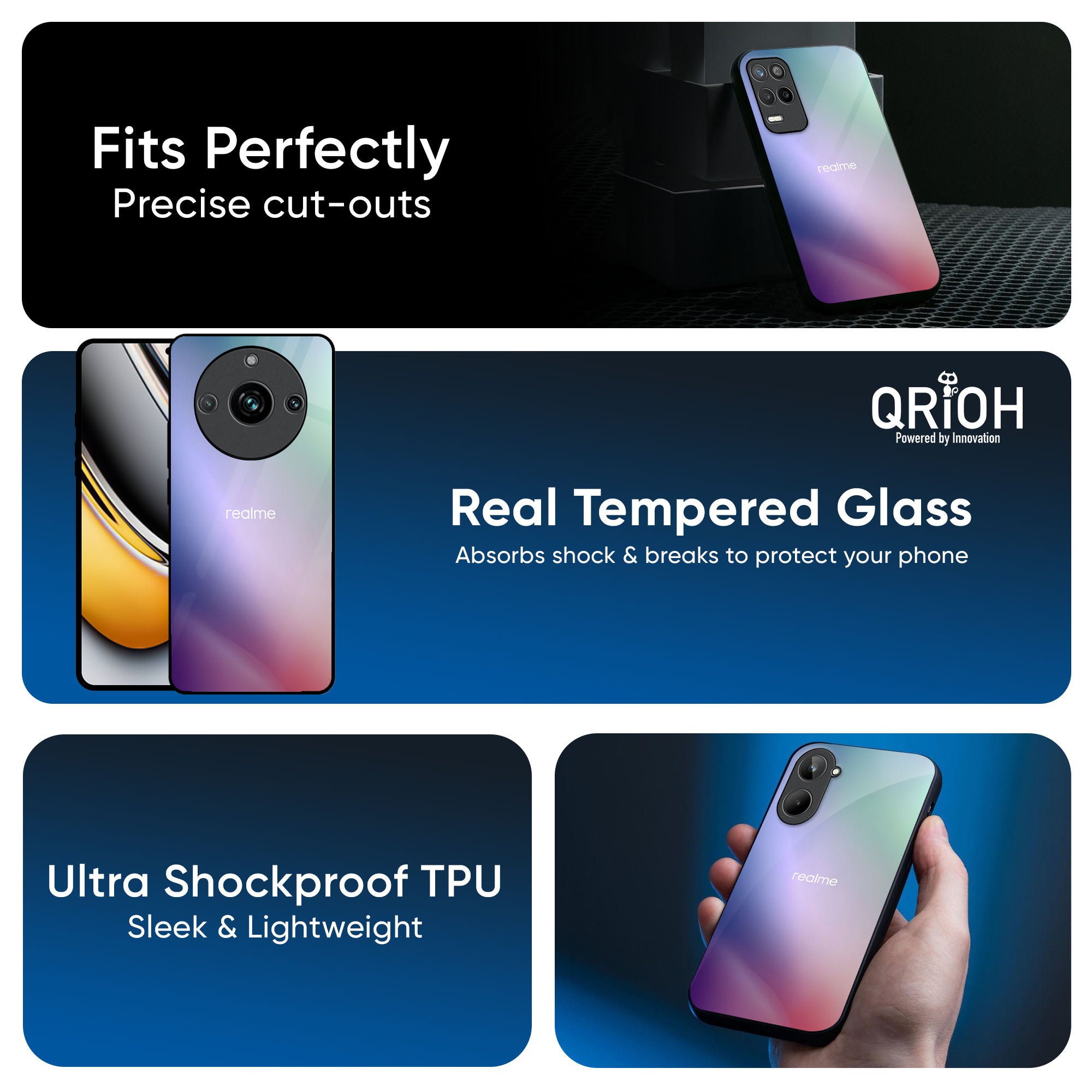 Abstract Holographic Glass Case for Realme 15 Pro 5G