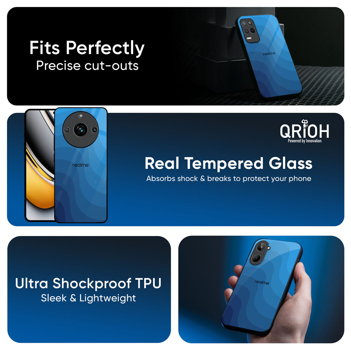 Blue Wave Abstract Glass Case for Realme 16 Pro Plus 5G