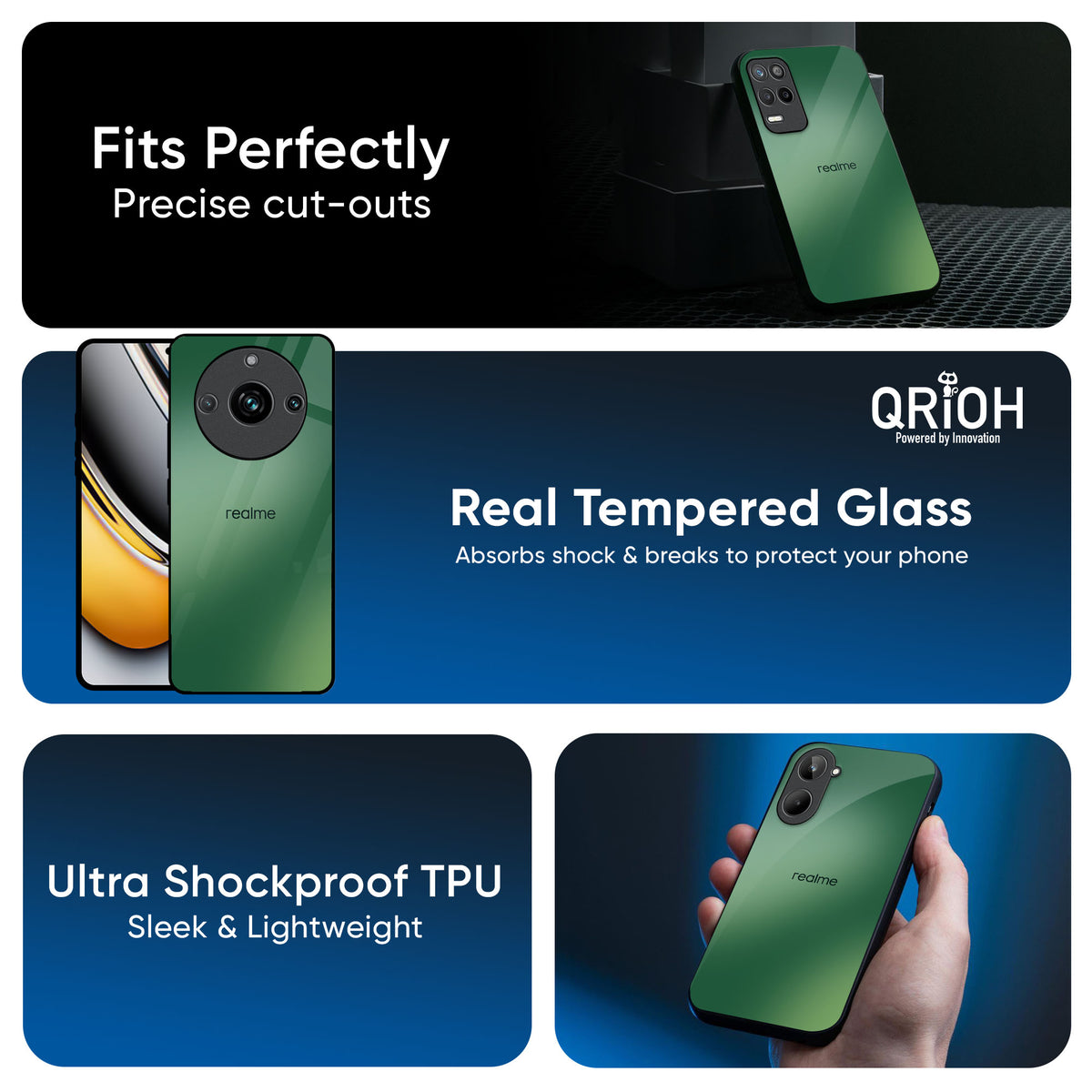 Green Grunge Texture Glass Case for Realme C65 5G