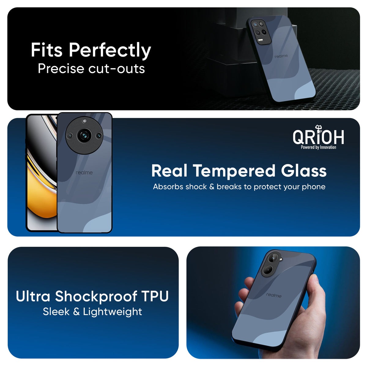 Navy Blue Ombre Glass Case for Realme P3 5G