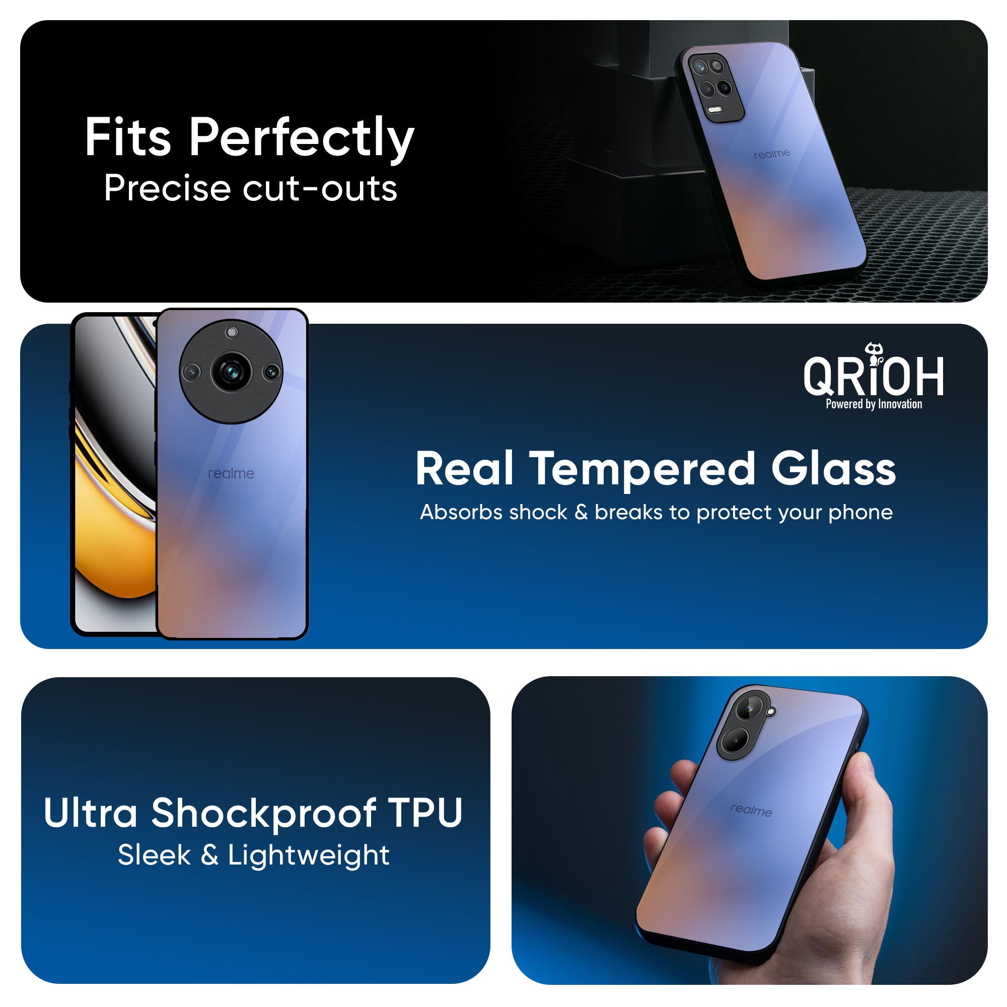 Blue Aura Glass Case for Realme 14 5G
