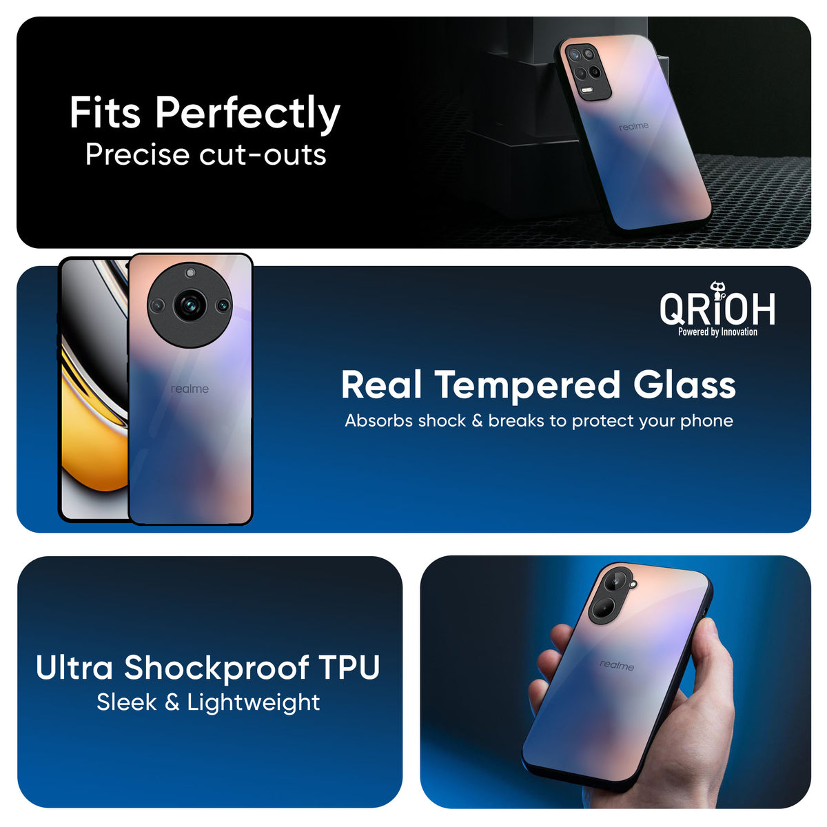 Blue Mauve Gradient Glass Case for Realme 12X 5G