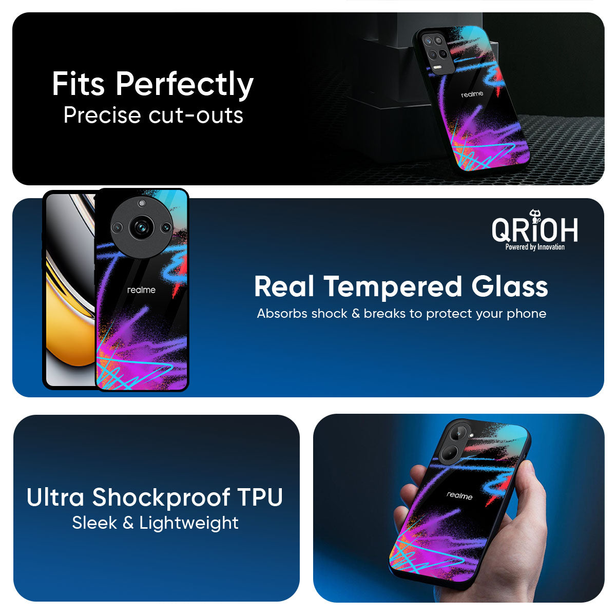 Brushy Color Glass Case for Realme Narzo 70x 5G