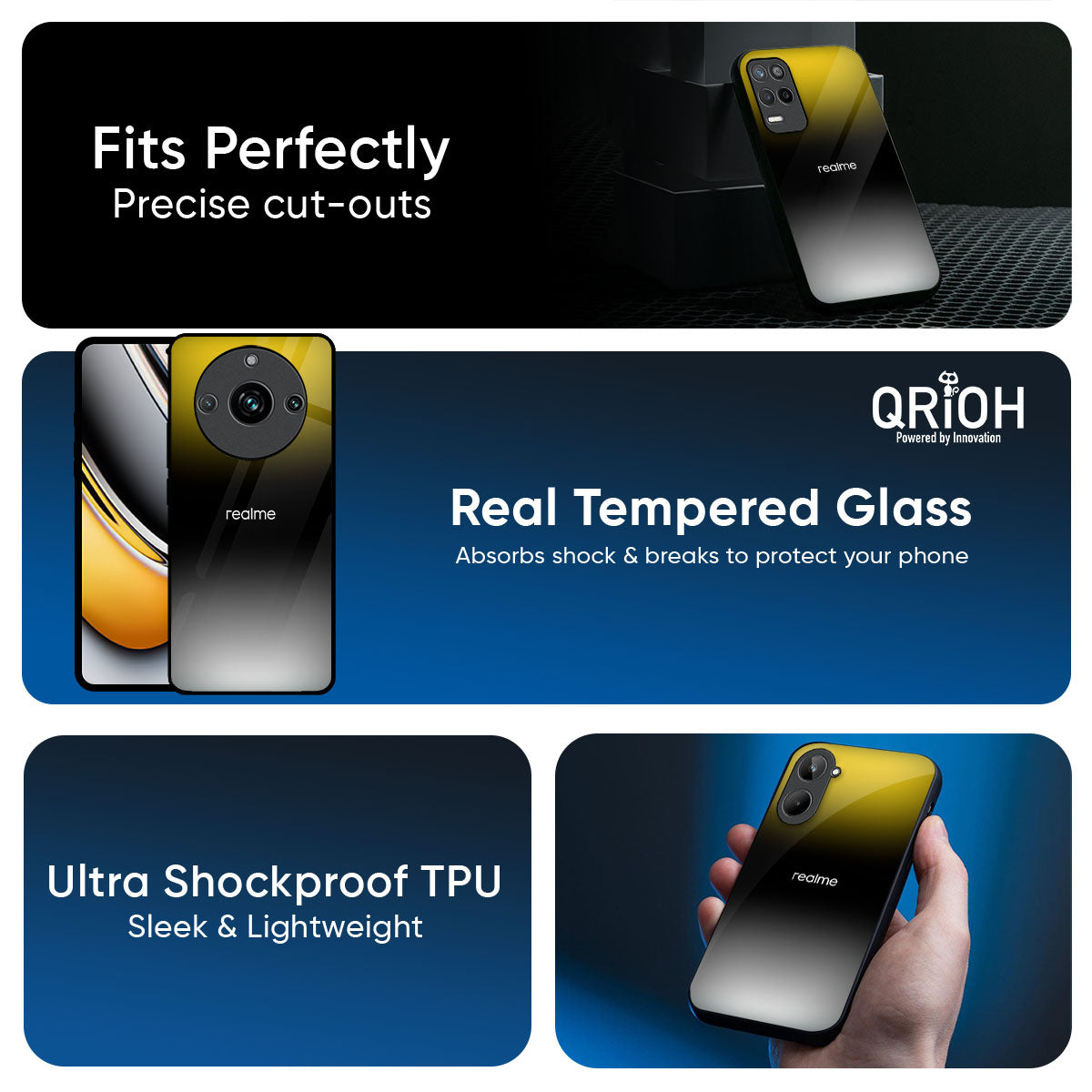 Yellow Shadow Glass Case for Realme P3 5G