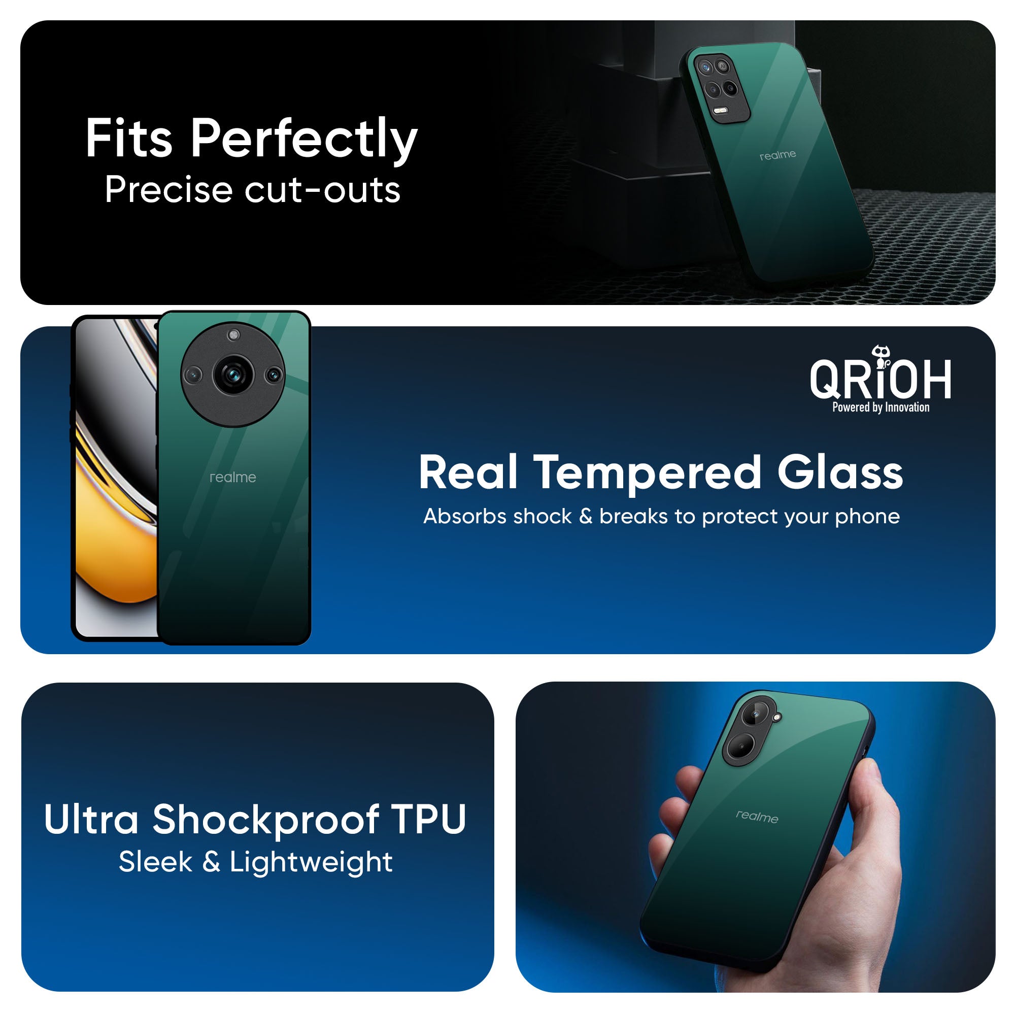 Palm Green Glass Case For Realme 12X 5G