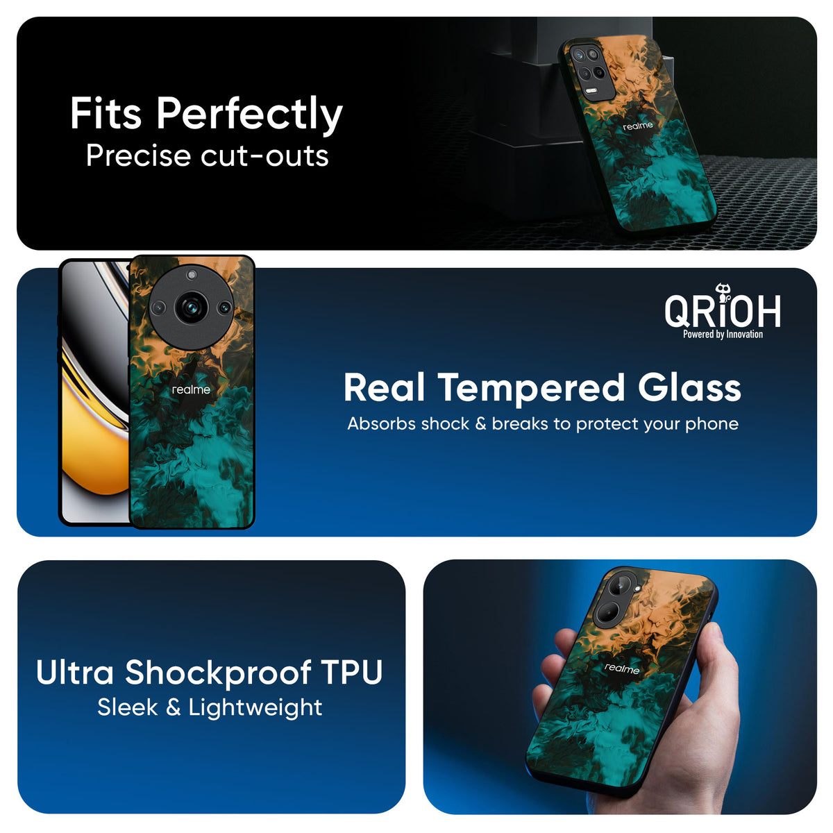Watercolor Wave Glass Case for Realme P3 Ultra 5G