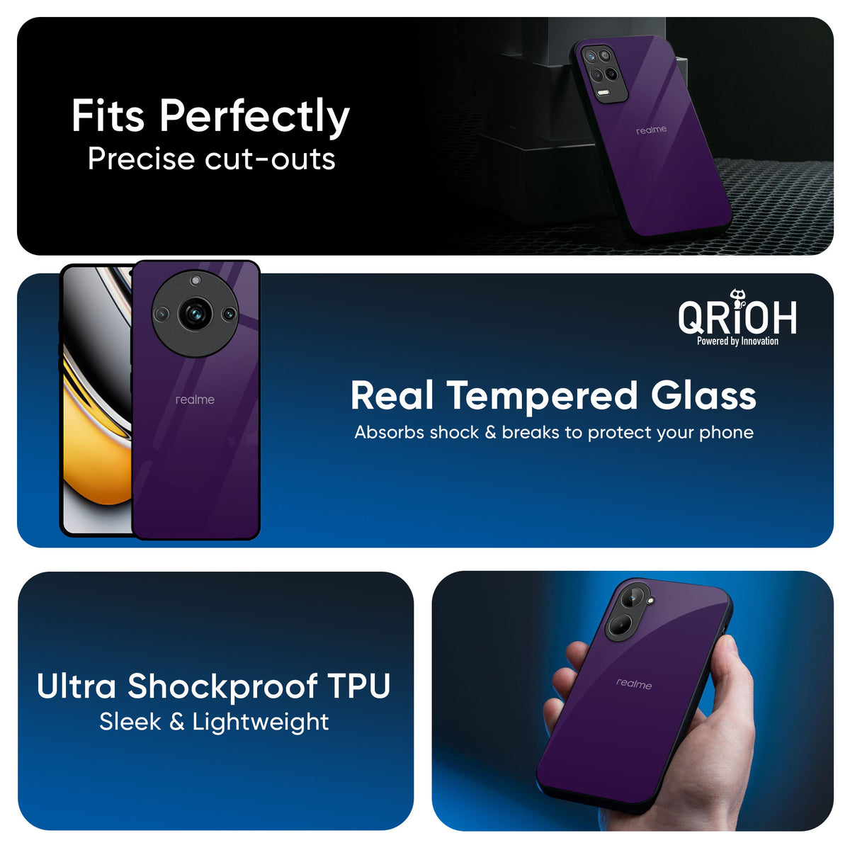 Dark Purple Glass Case for Realme P3 Pro 5G