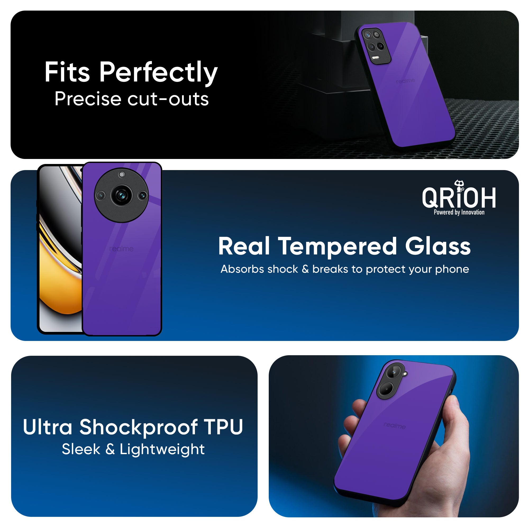Amethyst Purple Glass Case for Realme C65 5G