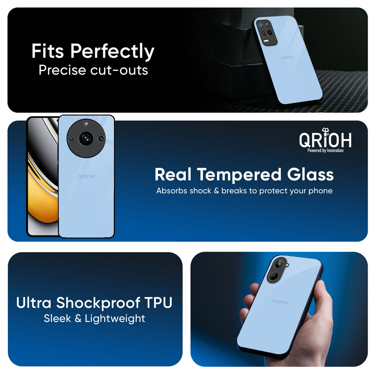 Pastel Sky Blue Glass Case for Realme 14 Pro Plus 5G