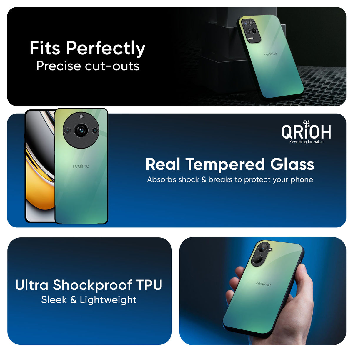 Dusty Green Glass Case for Realme 12X 5G
