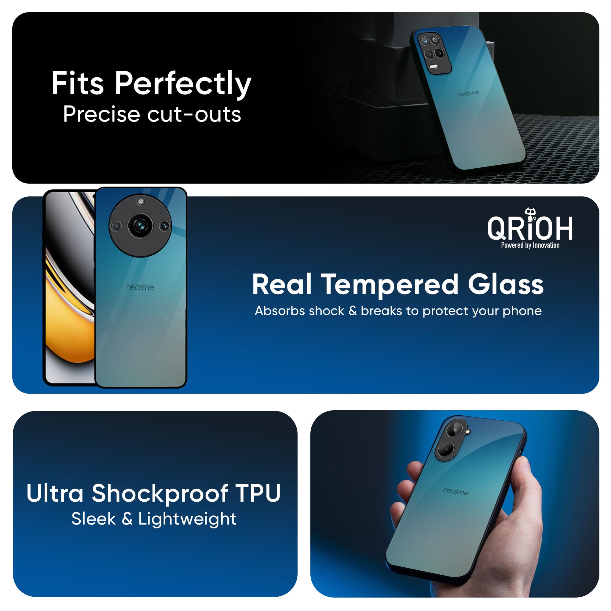 Sea Theme Gradient Glass Case for Realme C85 5G