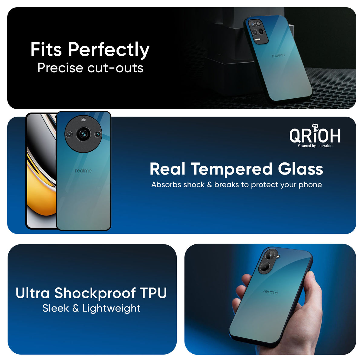 Sea Theme Gradient Glass Case for Realme Narzo 70x 5G