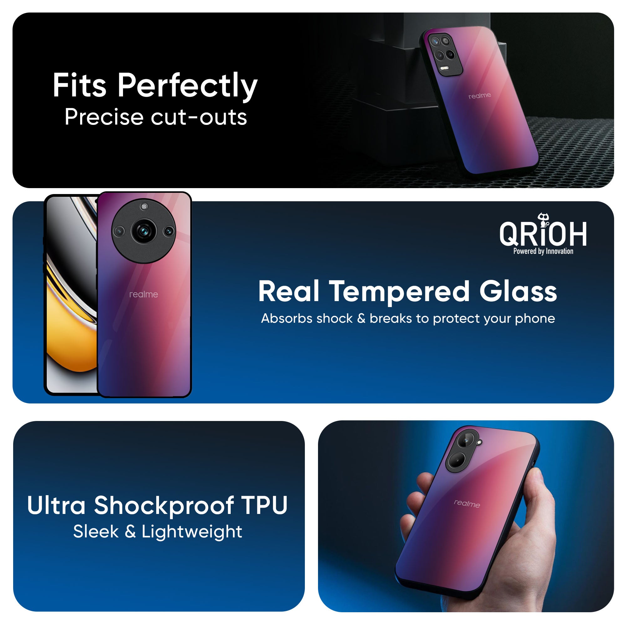 Multi Shaded Gradient Glass Case for Realme 15 5G