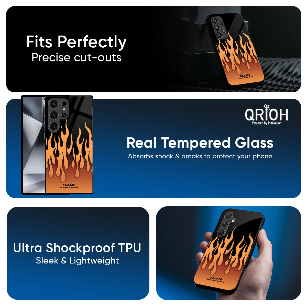 Fire Flame Glass Case for Samsung Galaxy A57 5G