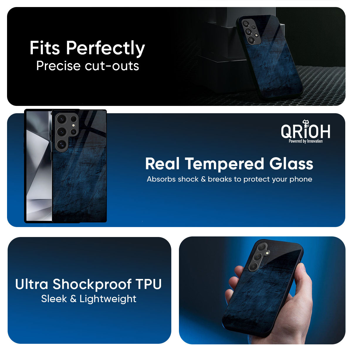 Dark Blue Grunge Glass Case for Samsung Galaxy A57 5G