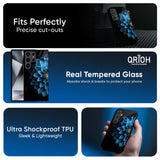 Half Blue Flower Glass Case for Samsung Galaxy M36 5G