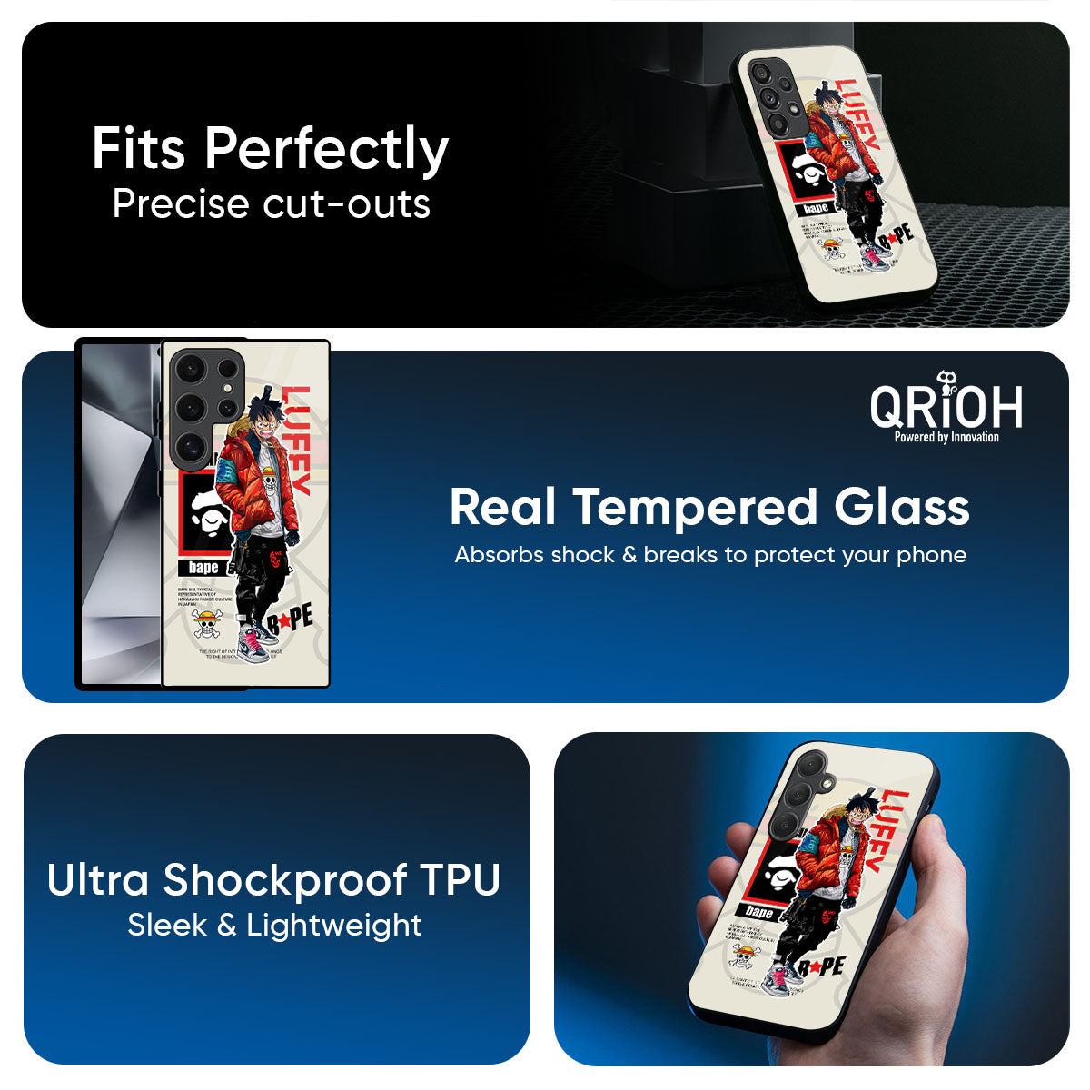 Bape Luffy Glass Case for Samsung Galaxy A37 5G
