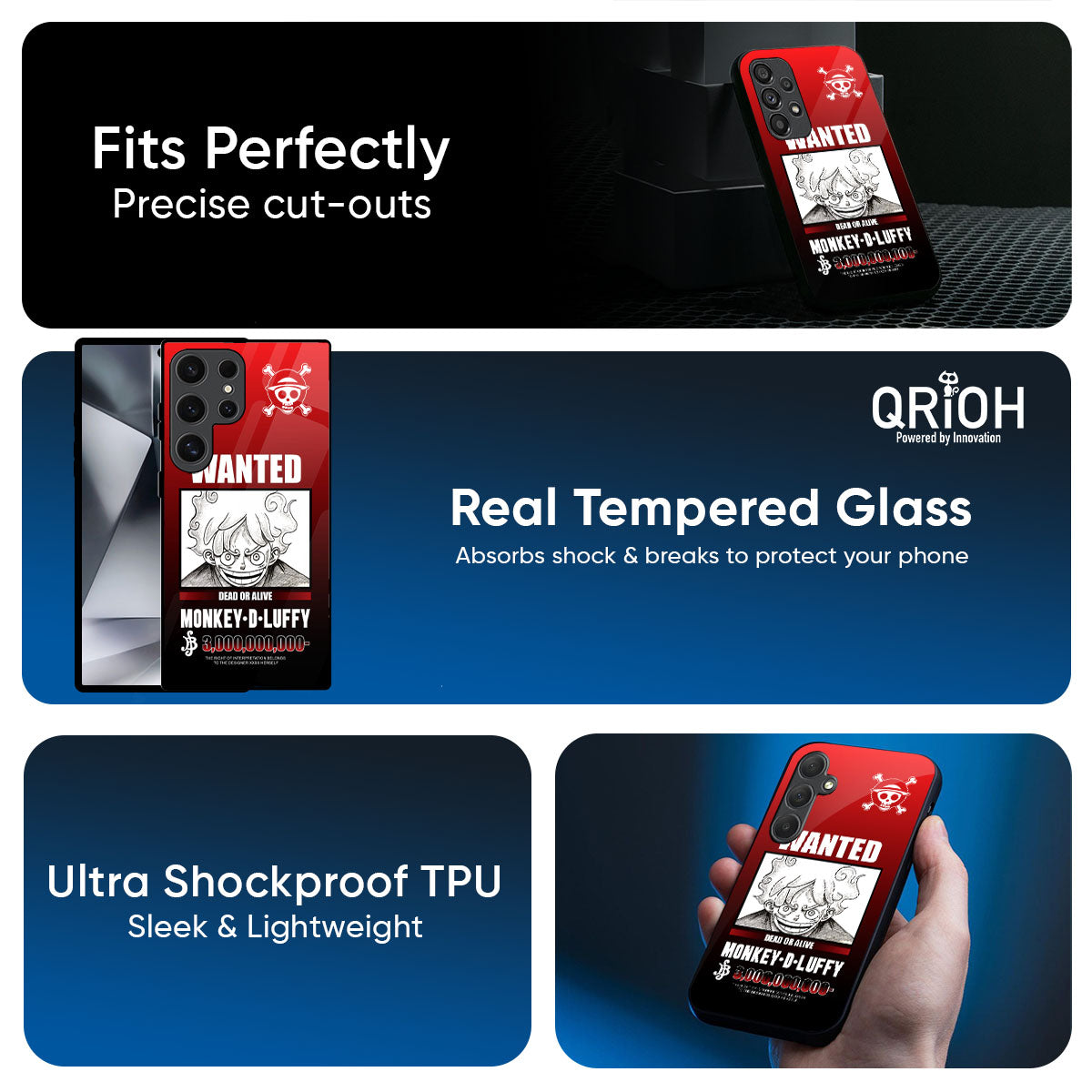 Luffy Wanted Glass Case for Samsung Galaxy M56 5G