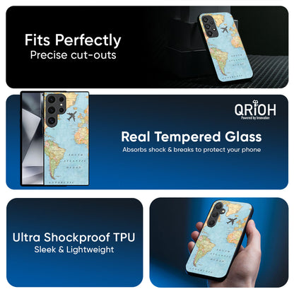 Travel Map Glass Case for Samsung Galaxy A57 5G