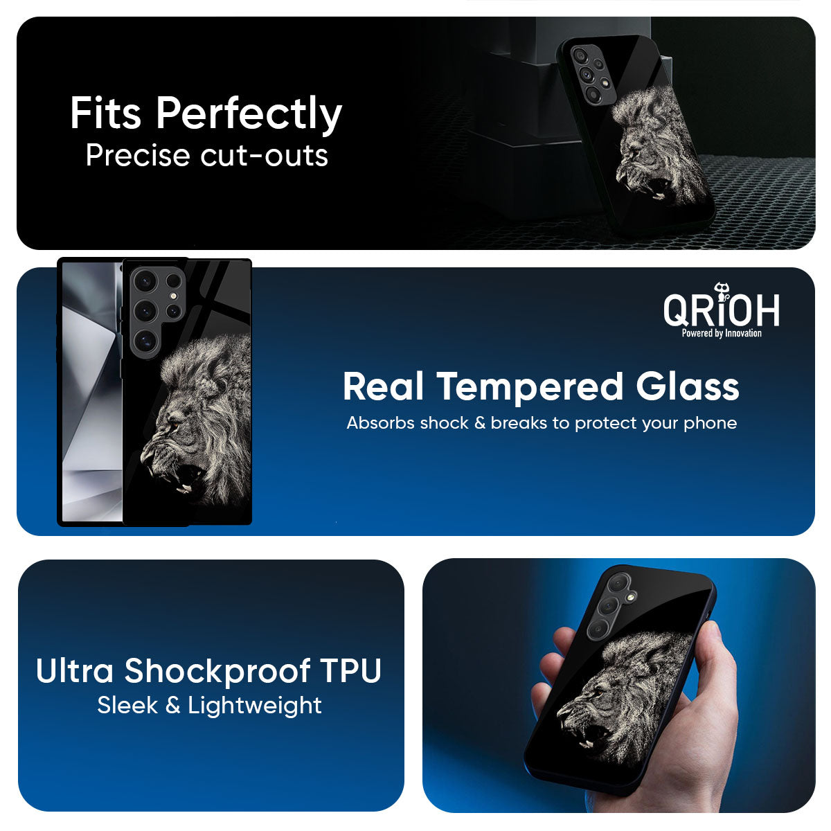 Brave Lion Glass Case for Samsung Galaxy M56 5G