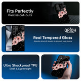 Floral Black Band Glass Case For Samsung Galaxy M16 5G