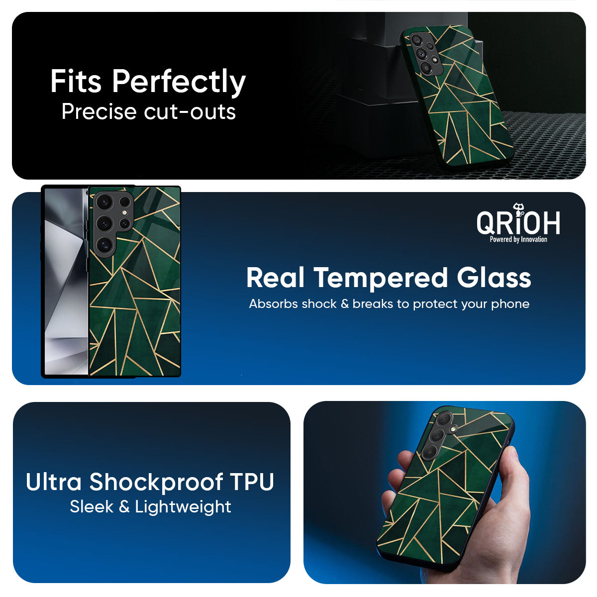 Abstract Green Glass Case For Samsung Galaxy M56 5G